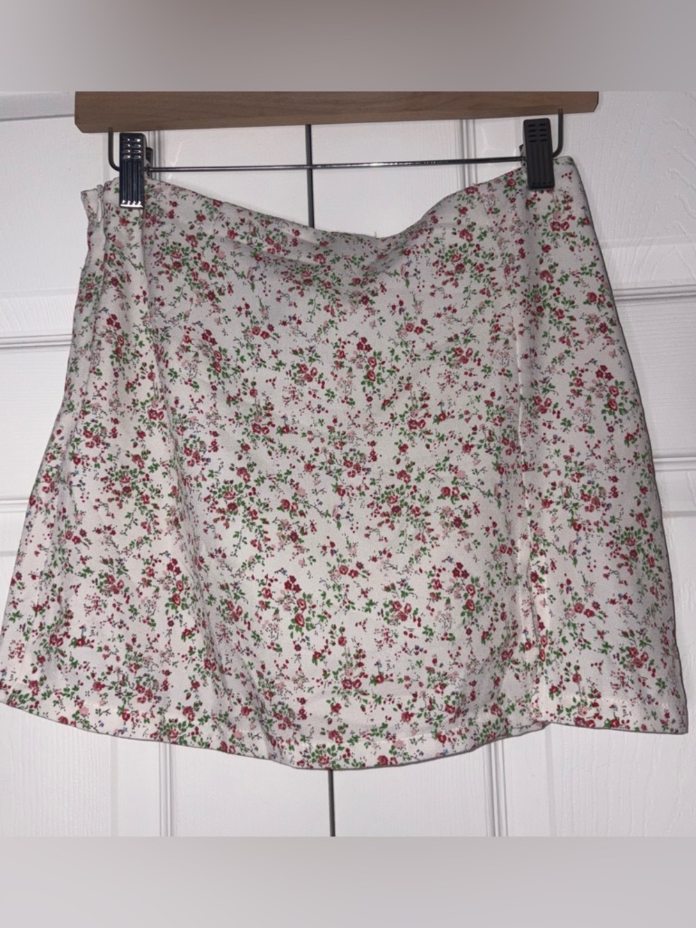 White Mini Skirt with Floral Print